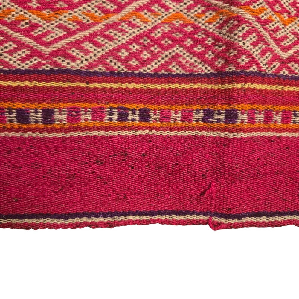 Handwoven Global Interiors Mayan Folk Art Textile Indigenous Bohemian Folk 50x44 - Picture 3 of 7